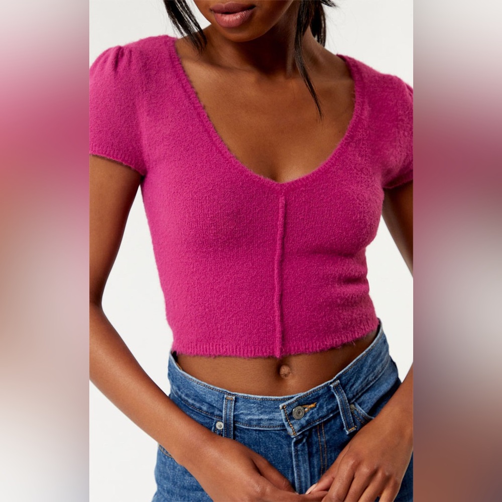 Free People Keep Me Warm Crop Top Pink size Medium